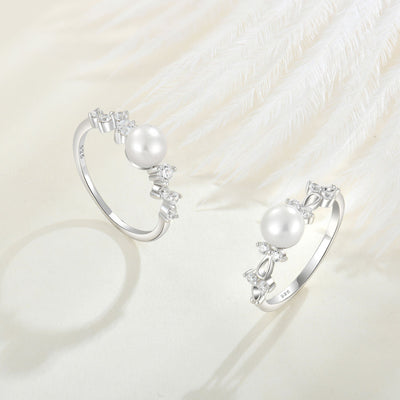 Sølvperle Zircon Ring
