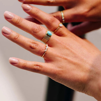 Stablet Ferskvandsperle Ring