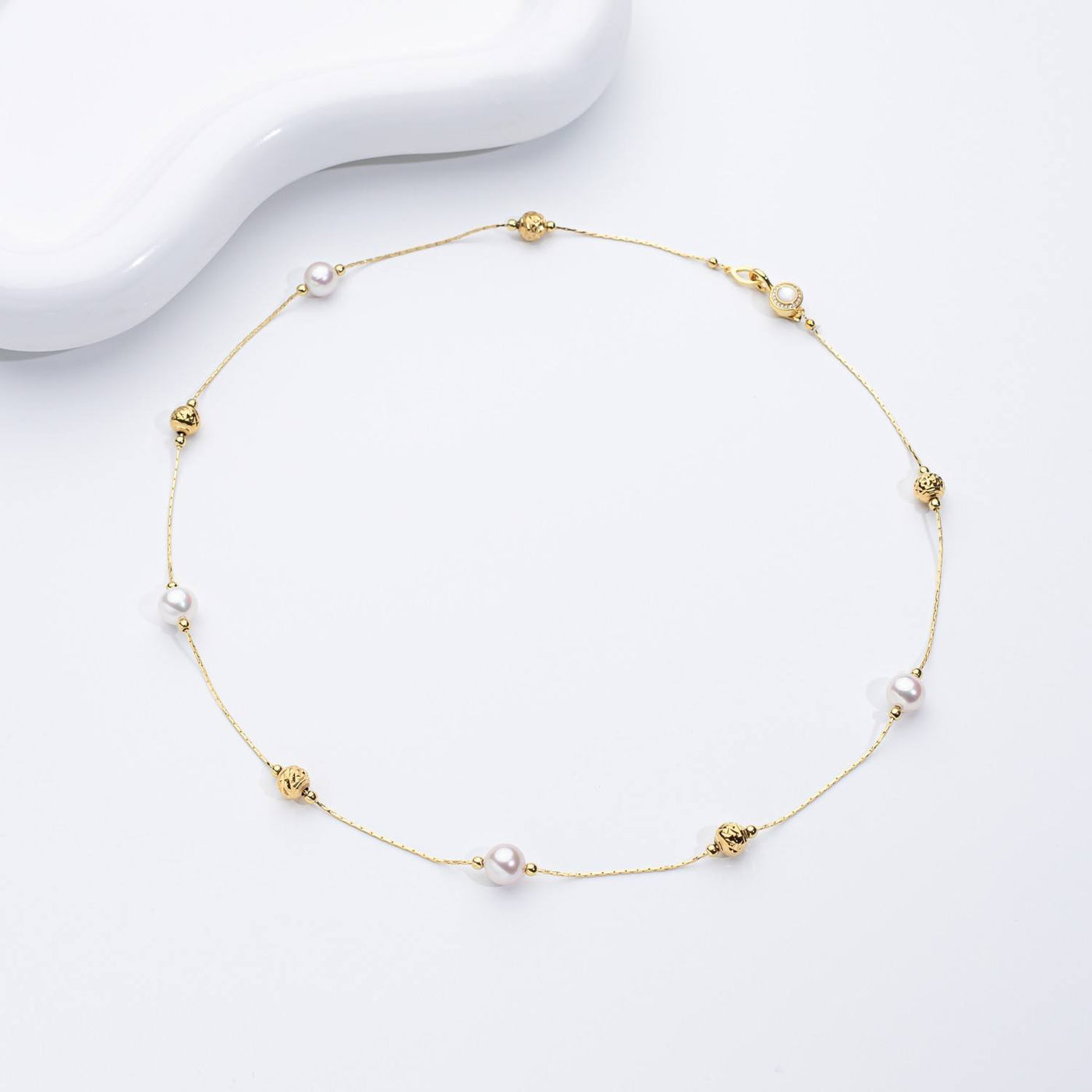 Sølvperle Choker Halskæde