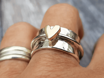 Gyldent Hjerte Sølv Ring