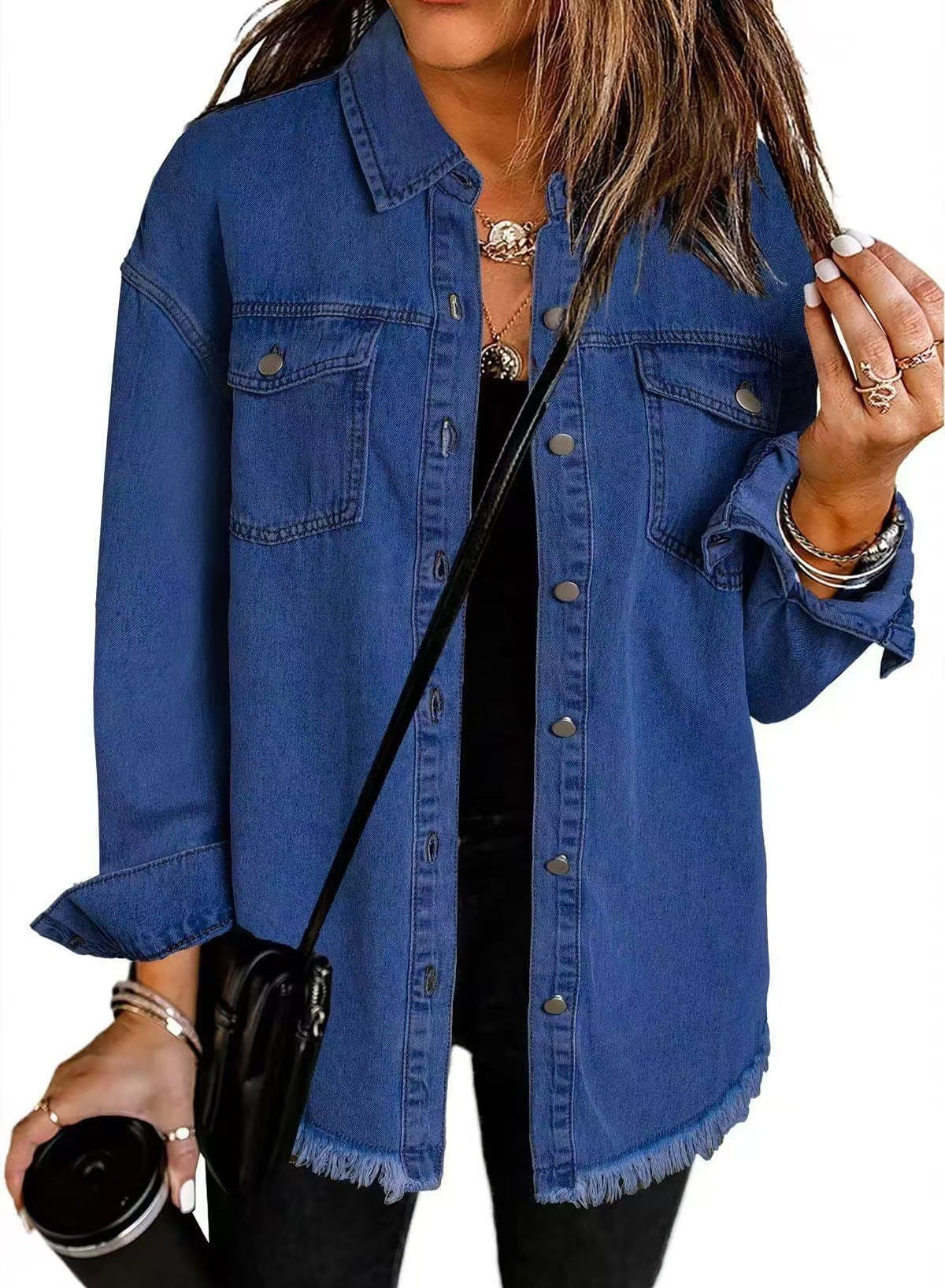 Jolien I Langærmet Denimjakke Med Lommer