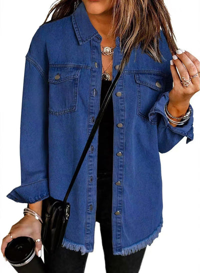 Jolien I Langærmet Denimjakke Med Lommer
