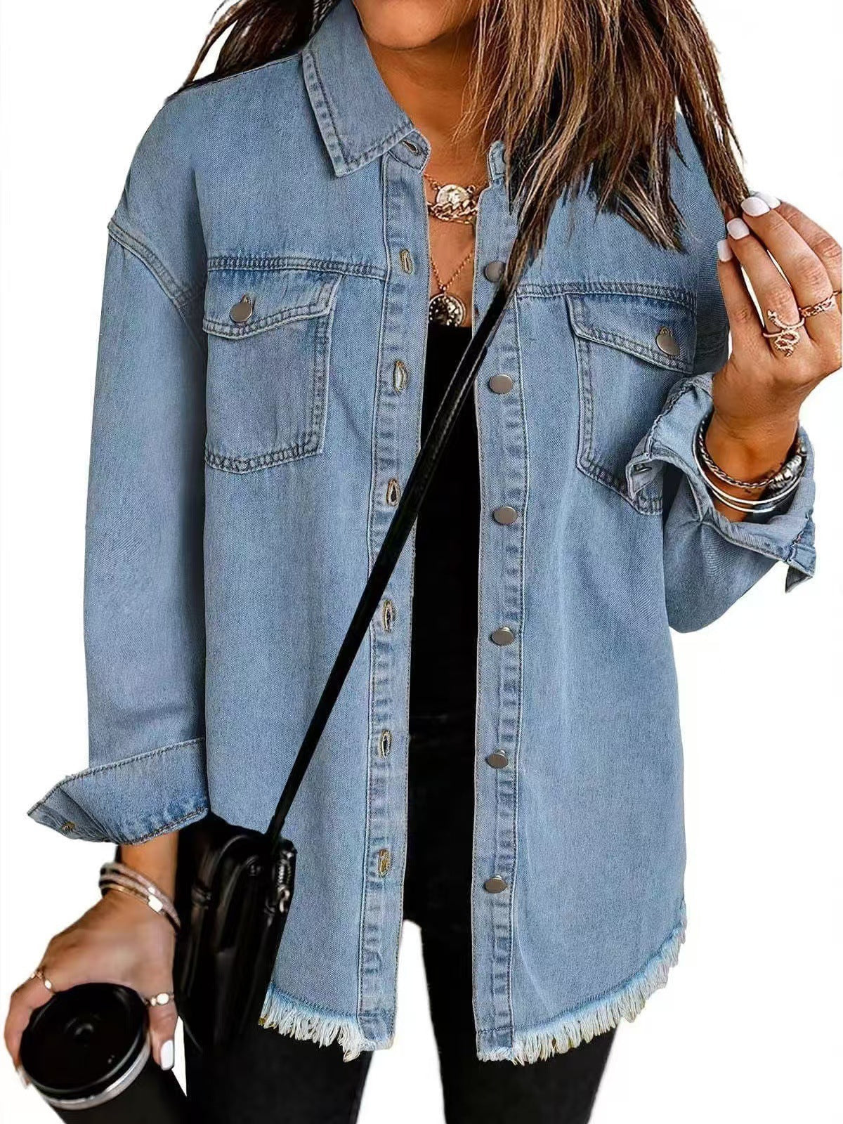 Jolien I Langærmet Denimjakke Med Lommer