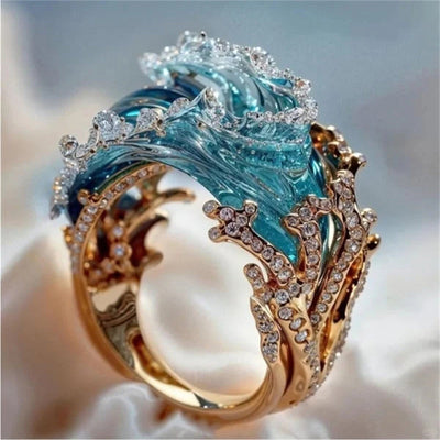 Perle | Oceanring med Bølge-Design