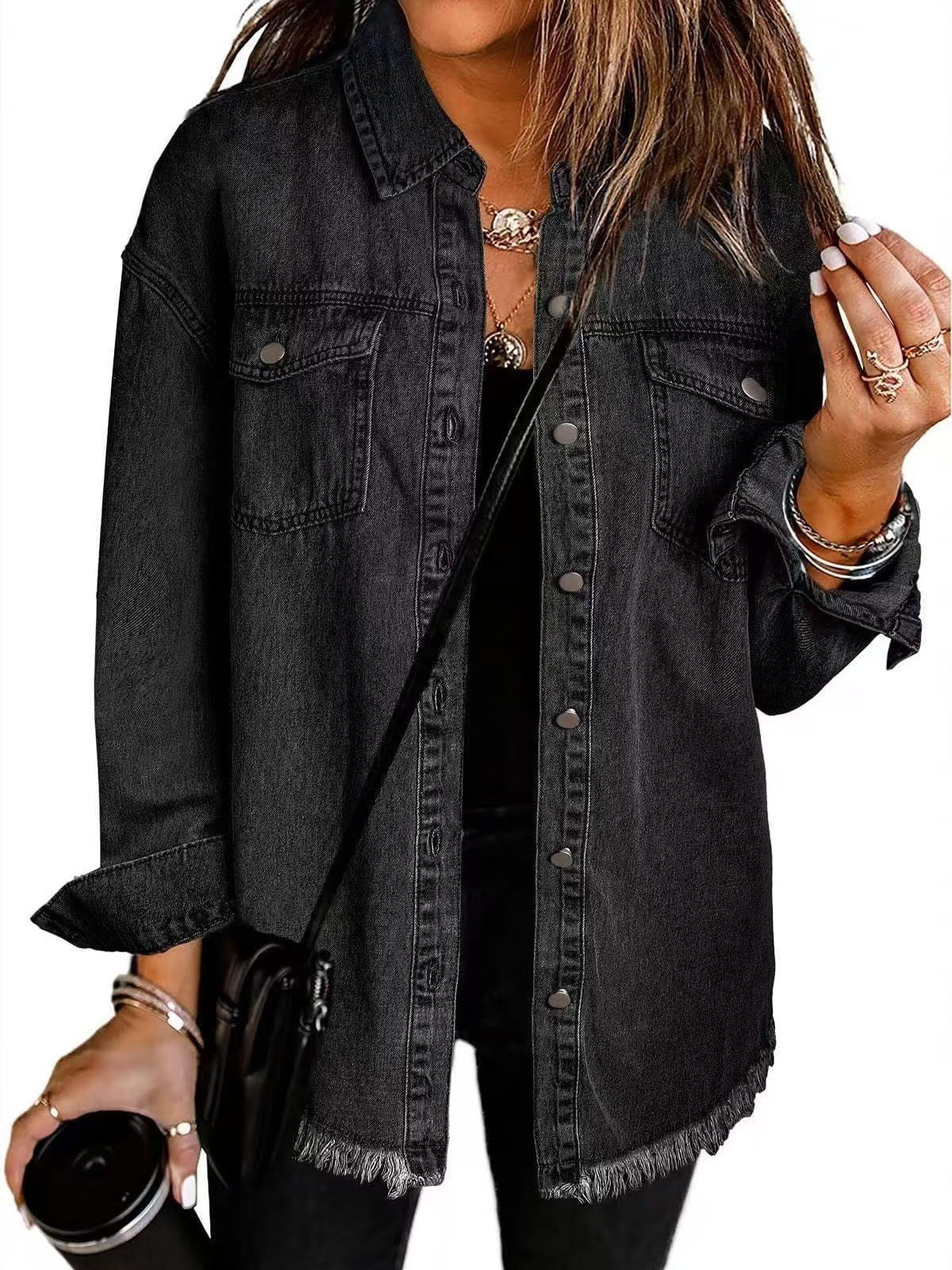 Jolien I Langærmet Denimjakke Med Lommer