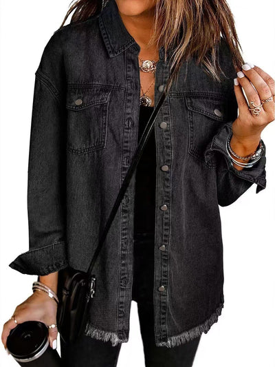Jolien I Langærmet Denimjakke Med Lommer