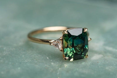 Retro-stil Blå Sten Ring | Rosaguld