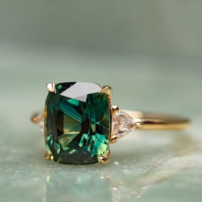 Retro-stil Blå Sten Ring | Rosaguld
