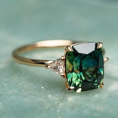 Retro-stil Blå Sten Ring | Rosaguld