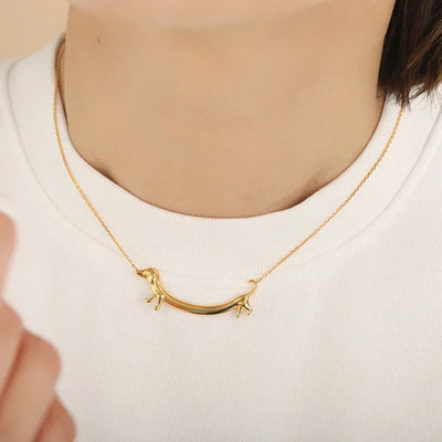 Golden Teckel Charm Necklace