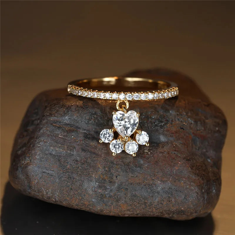 Hjerte Pote Vintage Ring – Guld & Sølv Tone