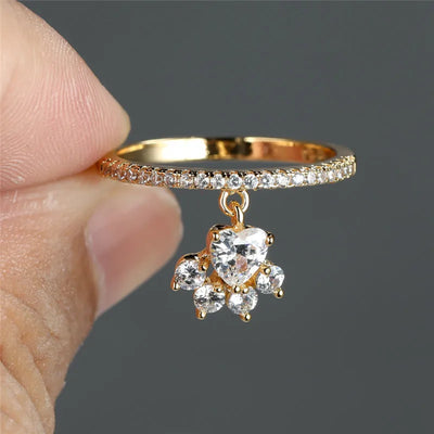 Hjerte Pote Vintage Ring – Guld & Sølv Tone