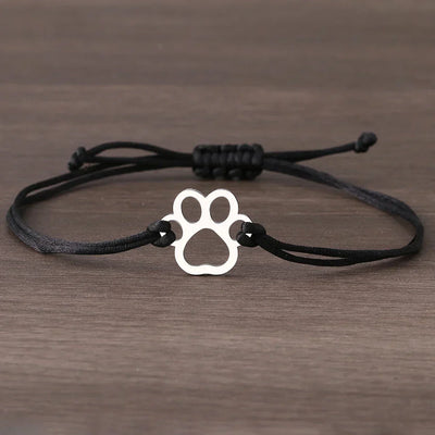 PawPrint Twist – Justerbar Sort & Rød Armbånd
