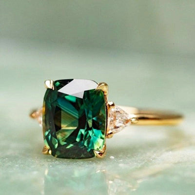 Grøn Zirkonia Ring i Guld