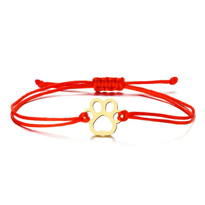 PawPrint Twist – Justerbar Sort & Rød Armbånd