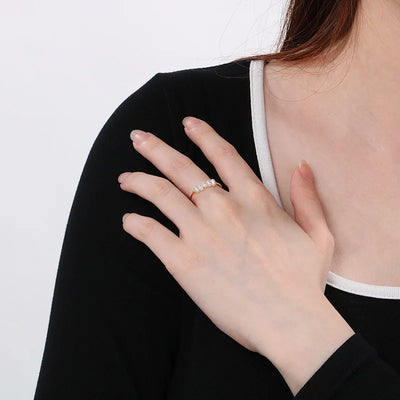 Guld Perle Charm Ring