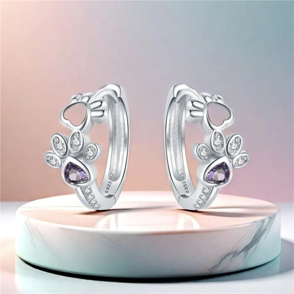 Paw Huggie Heart Sparkle Øreringe