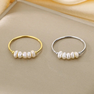 Guld Perle Charm Ring