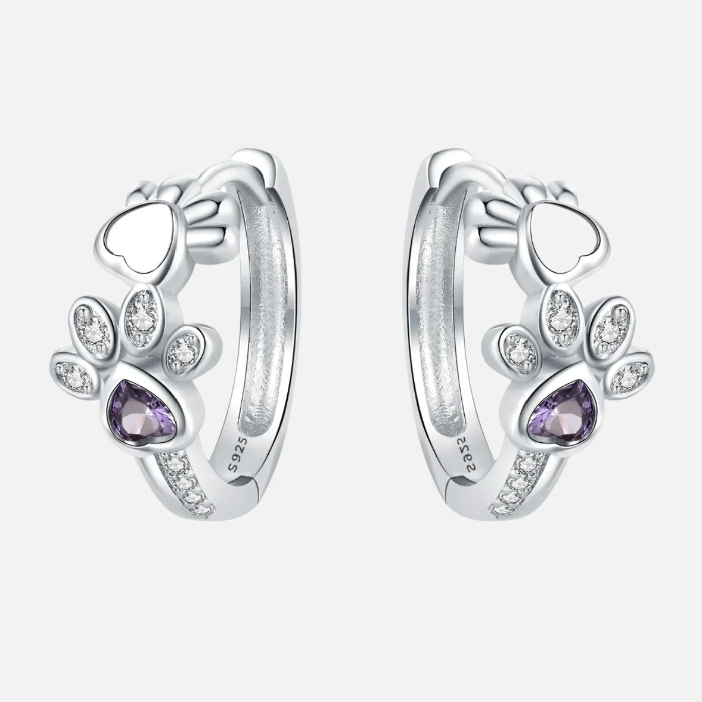 Paw Huggie Heart Sparkle Øreringe