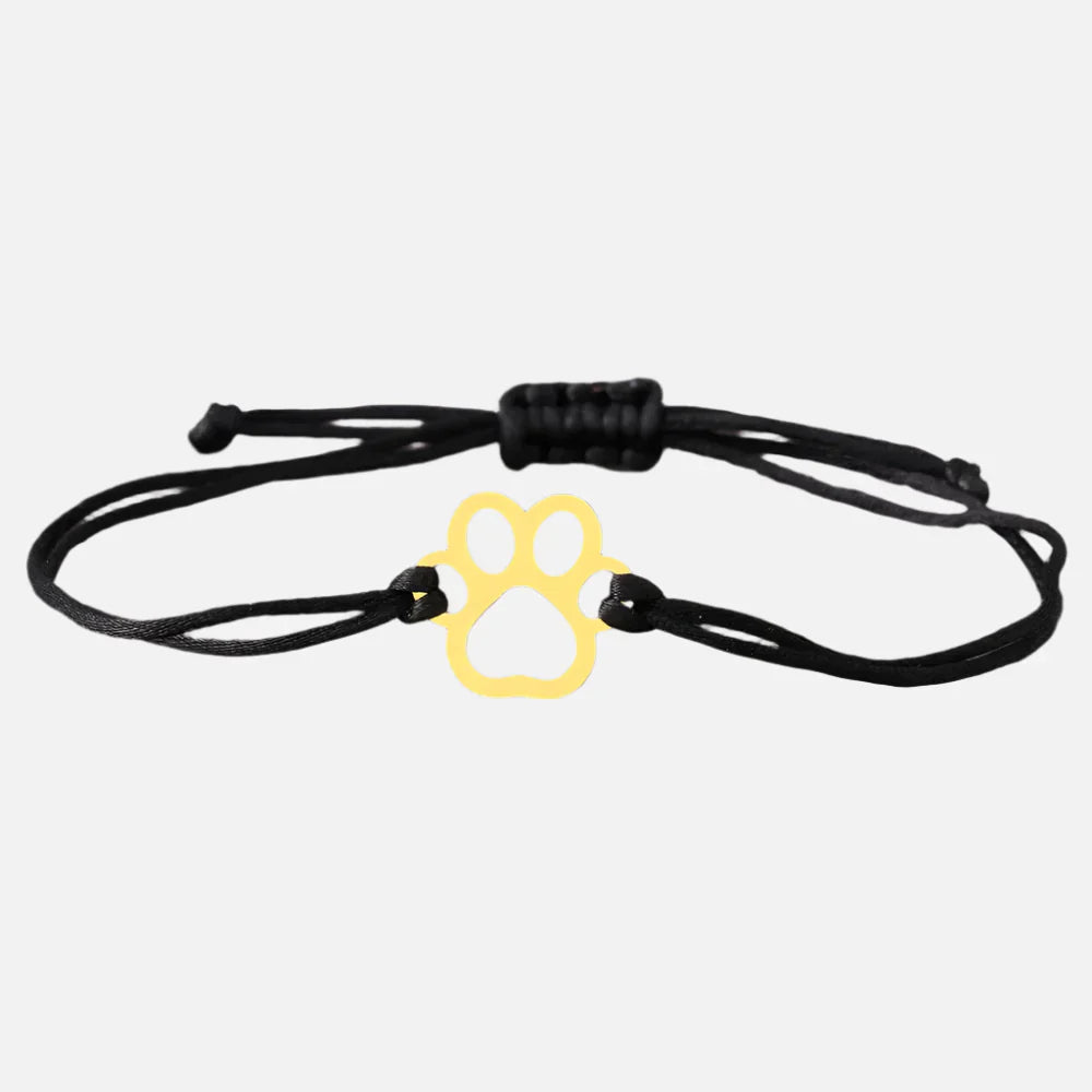 PawPrint Twist – Justerbar Sort & Rød Armbånd