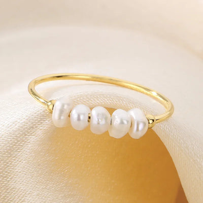 Guld Perle Charm Ring