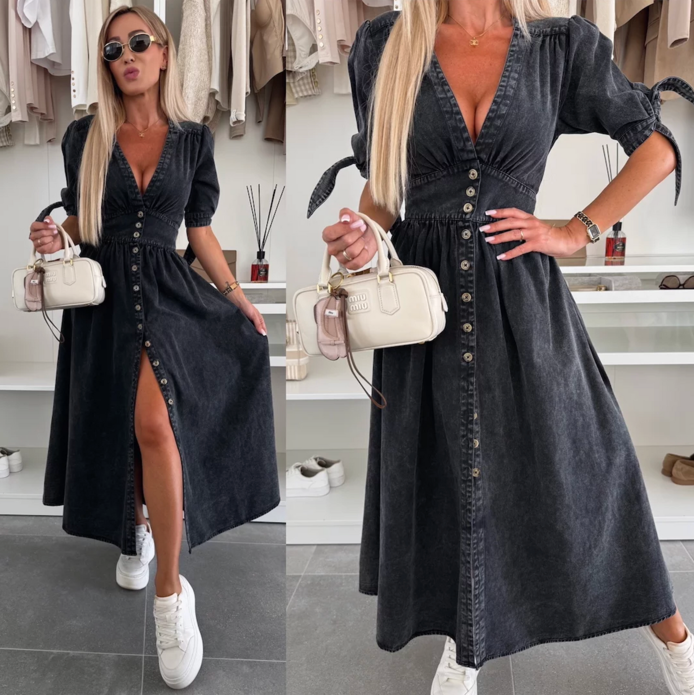 Helga™ | Glowing Denim Dress