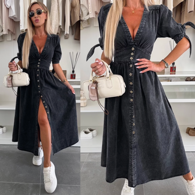 Helga™ | Glowing Denim Dress