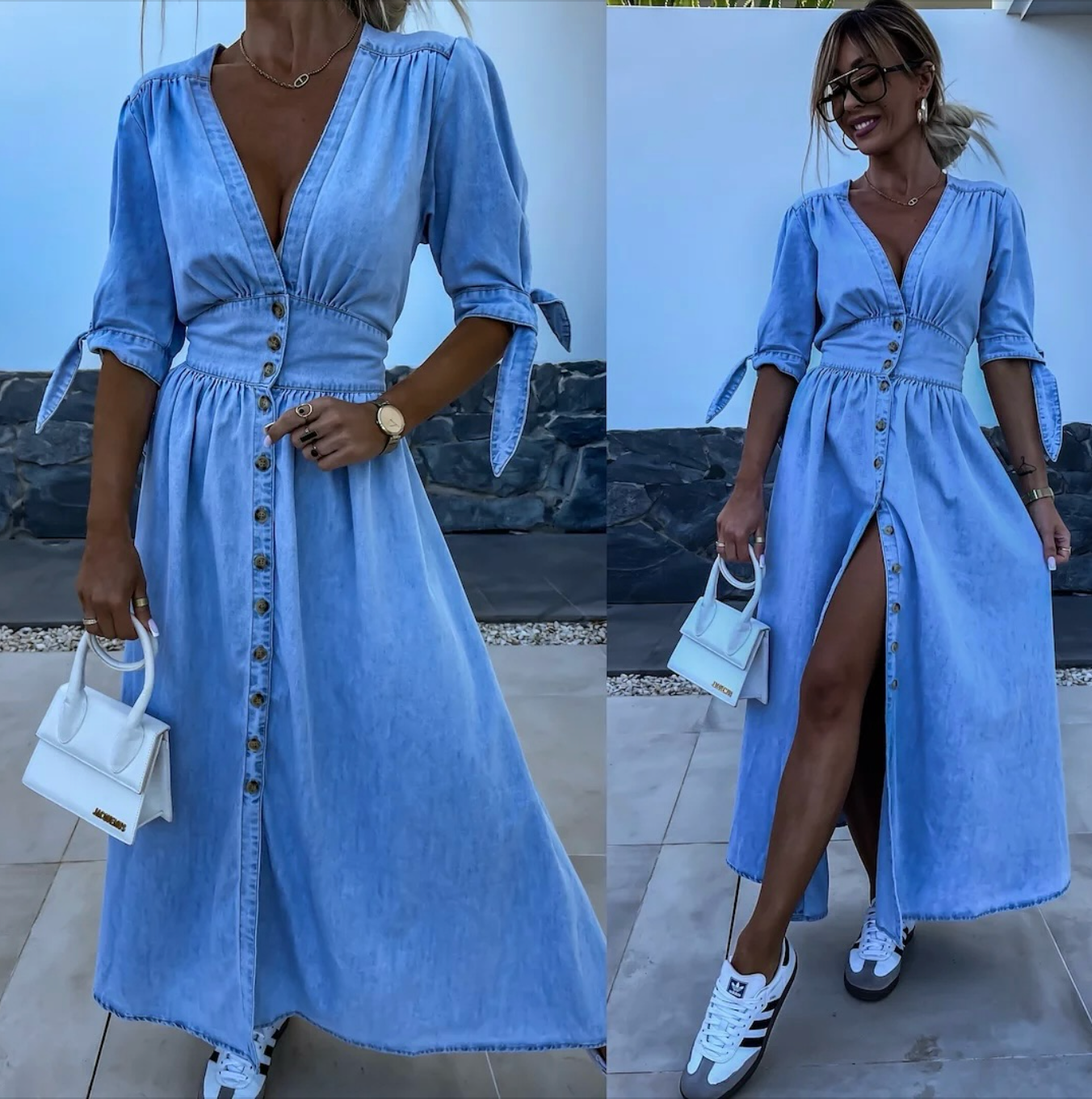 Helga™ | Glowing Denim Dress