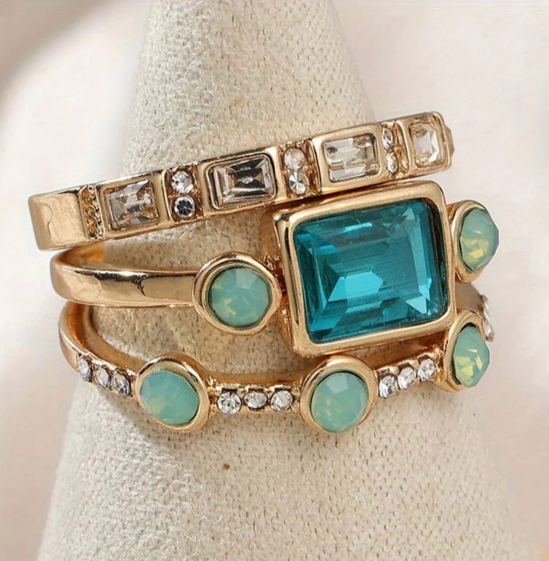 Ocean - Vintage Krystal Ring Sæt