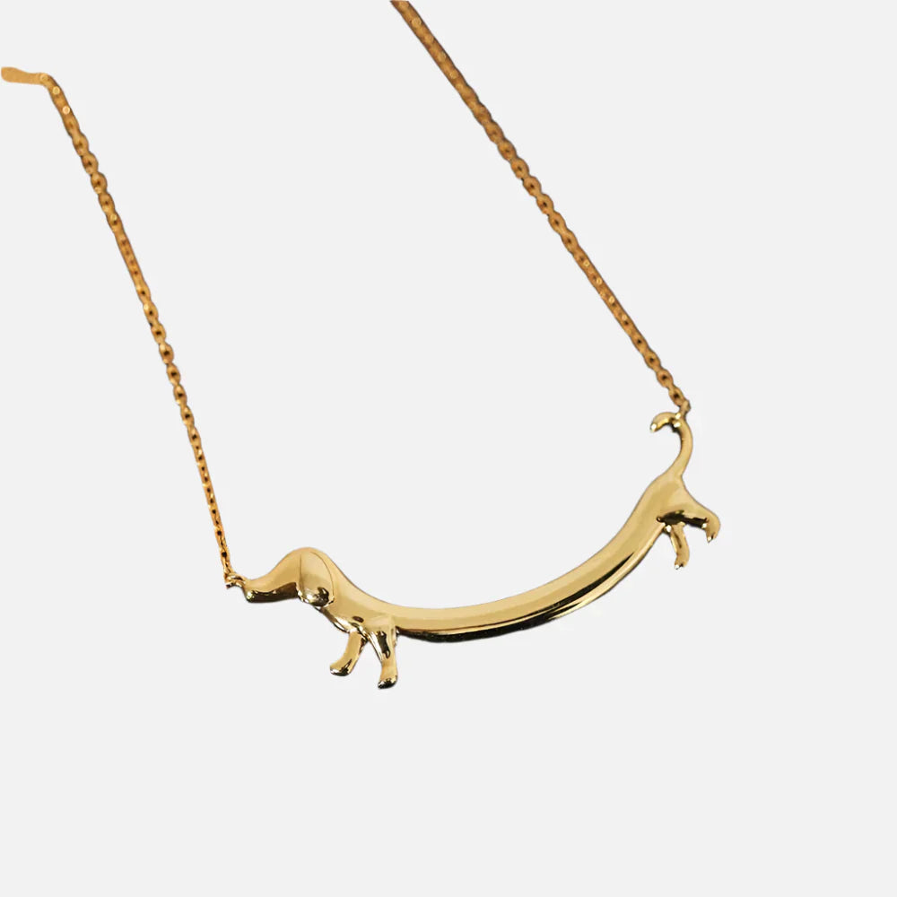 Golden Teckel Charm Necklace