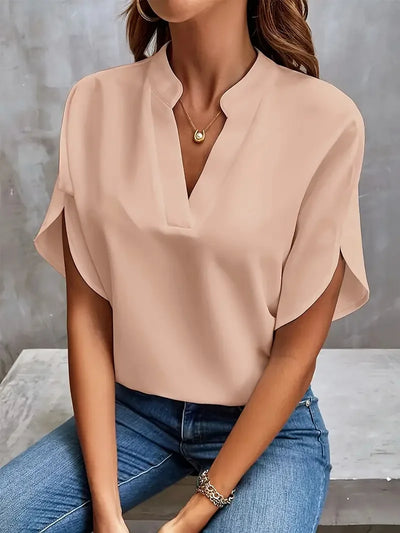 Annemie | Elegant V-Neck Flowing Blouse