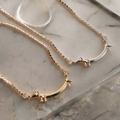 Golden Teckel Charm Necklace