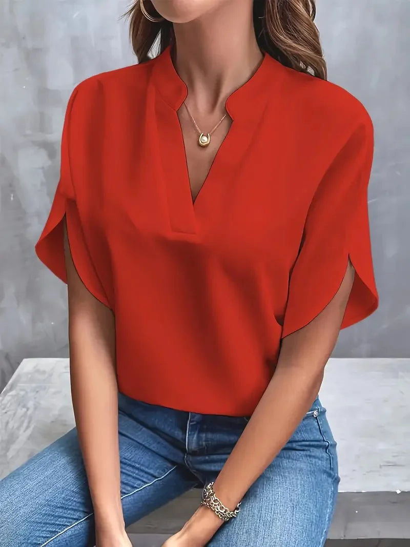 Annemie | Elegant V-Neck Flowing Blouse