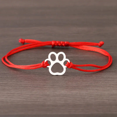 PawPrint Twist – Justerbar Sort & Rød Armbånd