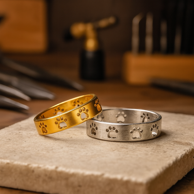 Gylden Poteaftryk Ring