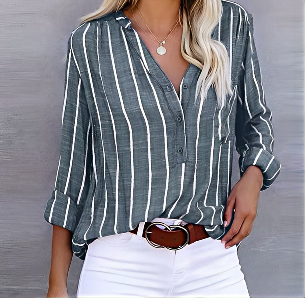 Olga | Elegant og Afslappet Stribet Bluse