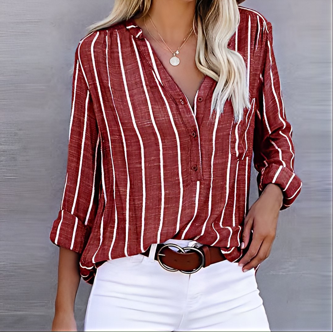 Olga | Elegant og Afslappet Stribet Bluse