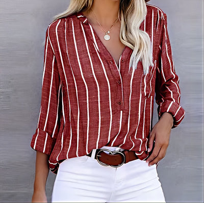 Olga | Elegant og Afslappet Stribet Bluse