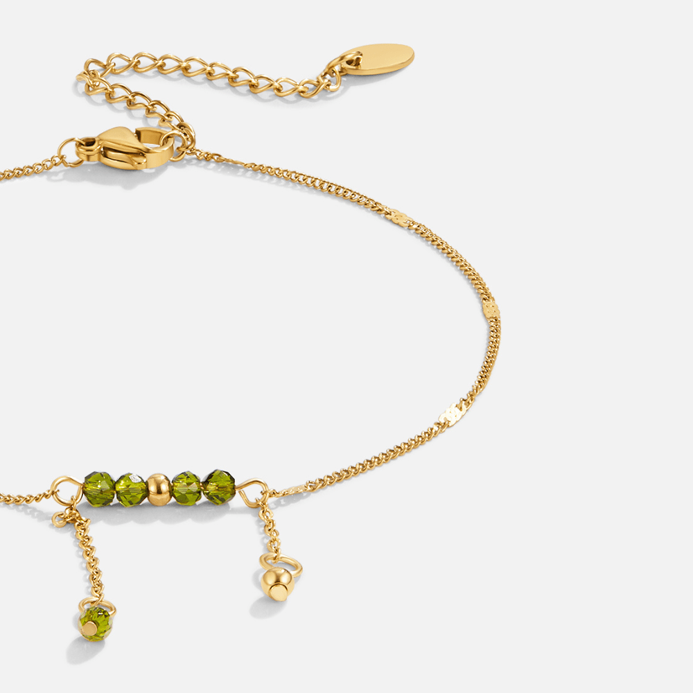 Arizona Green Gem Anklet med Legesyg Pompon