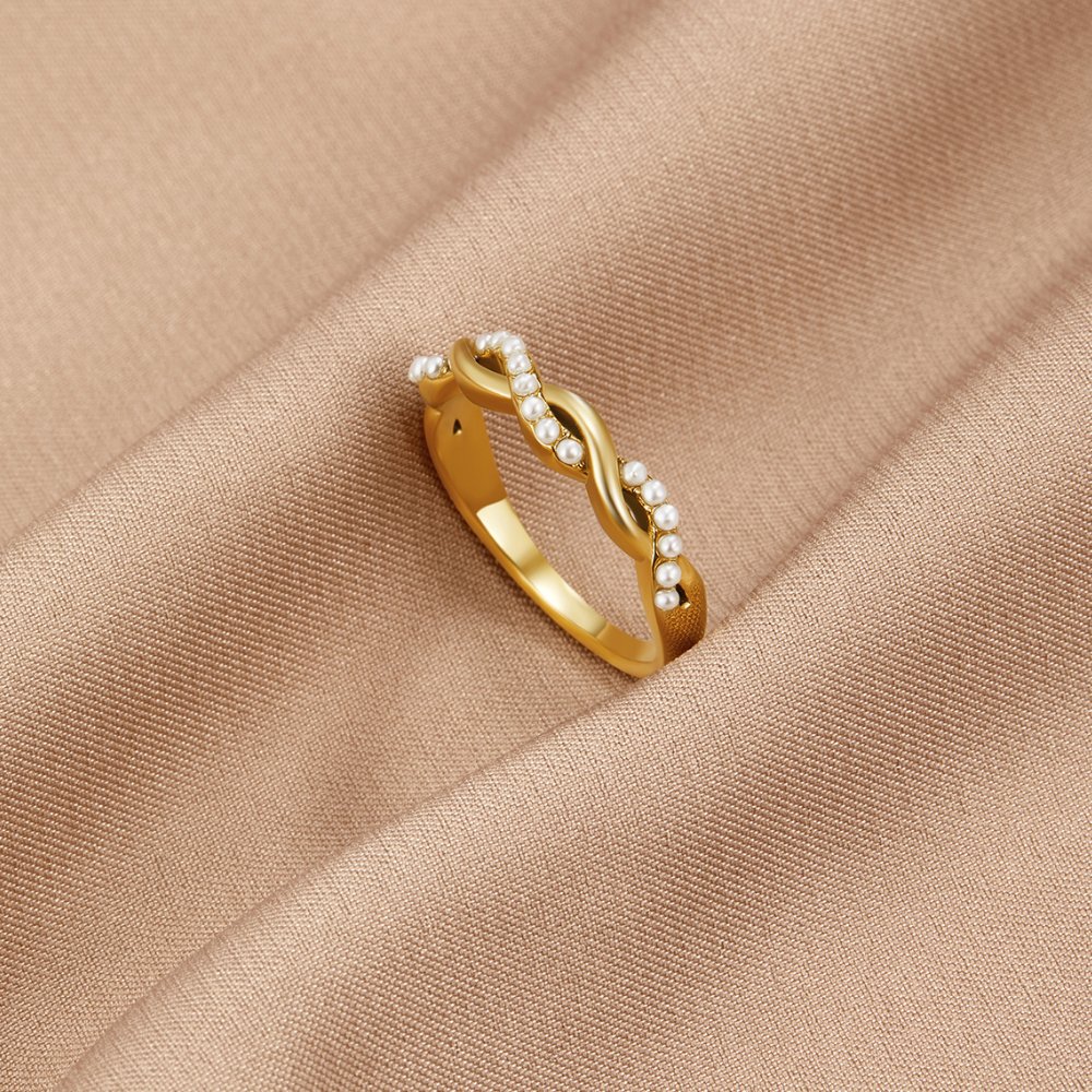 Elegant Twist Pearl Ring