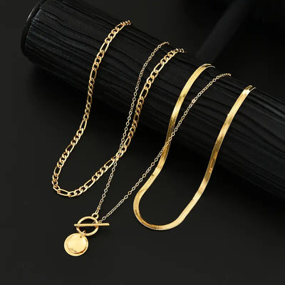 Savira Textured Coin Layering Necklace | Guld