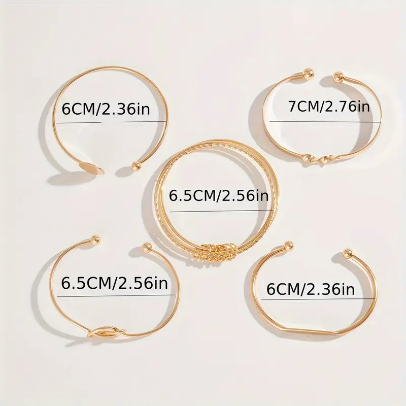 Elegant Knotted Armbånd Sæt i Guld