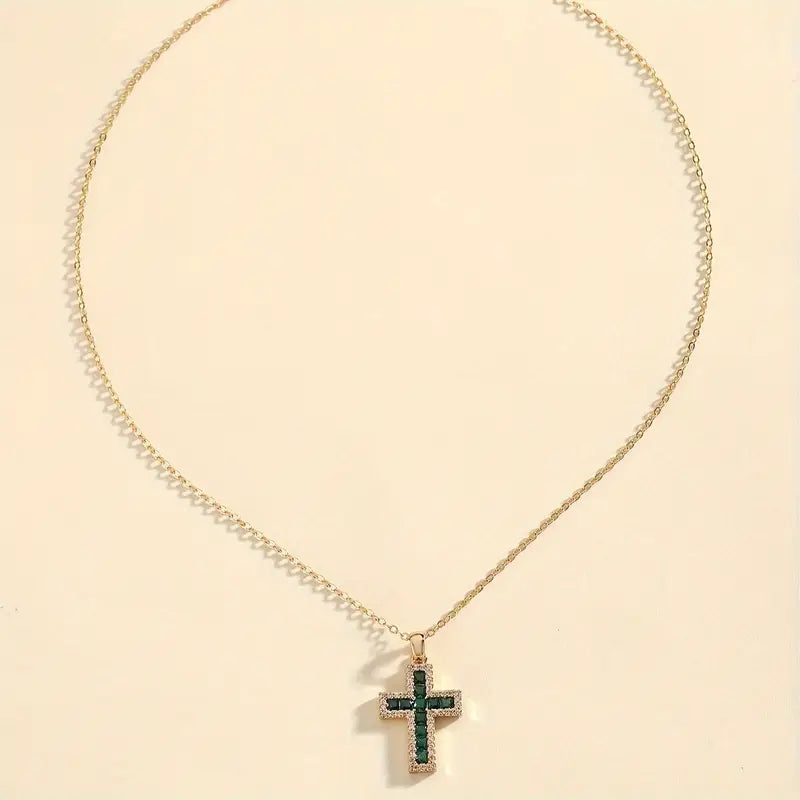 Celeste Sapphire Cross Pendant Necklace | Roséguld
