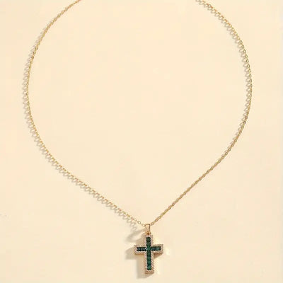 Celeste Sapphire Cross Pendant Necklace | Roséguld