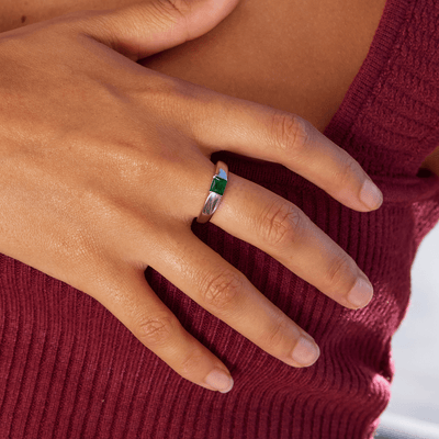 Ember Sølv & Smaragd Ring