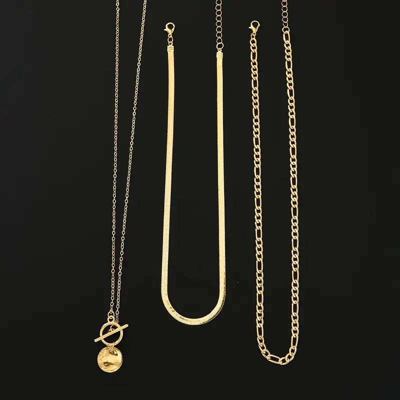 Savira Textured Coin Layering Necklace | Guld
