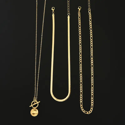 Savira Textured Coin Layering Necklace | Guld