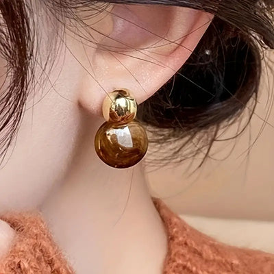 Aurélie Amber Drop Øreringe | Guld