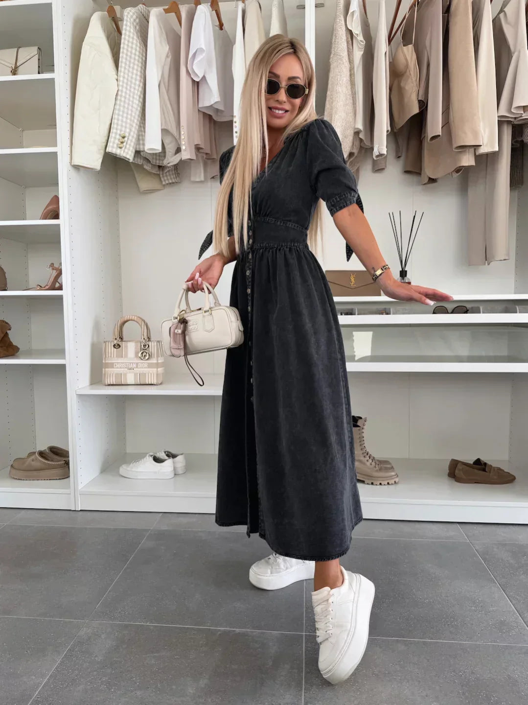 Helga™ | Glowing Denim Dress