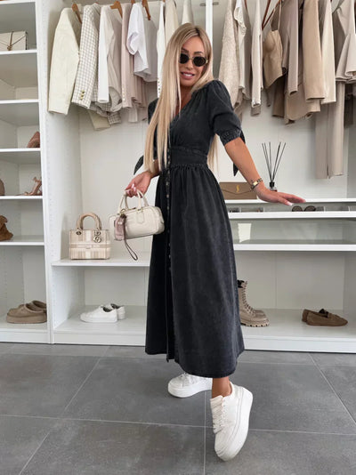Helga™ | Glowing Denim Dress